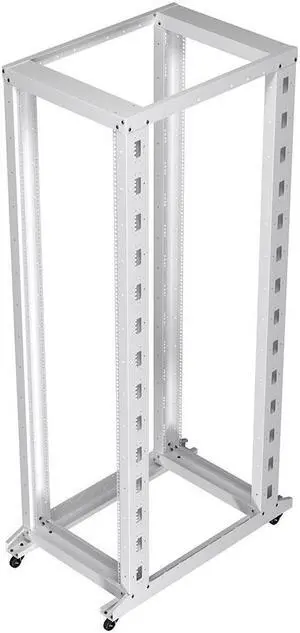 NavePoint 42U Cold Rolled Steel 4-Post Open Frame, White