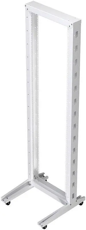 NavePoint 42U Cold Rolled Steel 2-Post Open Frame Rack, White