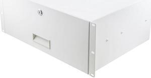 NavePoint 19 Inch Wide Cold Rolled Steel Rack Mount Drawer, 4U, 13.7 Inches Deep, Signal White