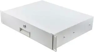 NavePoint 19 Inch Wide Cold Rolled Steel Rack Mount Drawer, 3U, 13.7 Inches Deep, Signal White