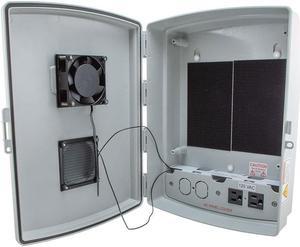 NavePoint 00406787 14x10x04 ABS Plastic Weatherproof Indoor/Outdoor IP24 NEMA 3R Enclosure, Hook & Loop Mounting, Fan & 120 VAC outlets, Gray