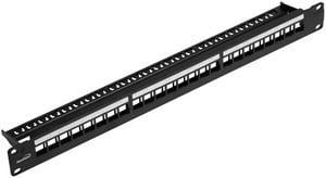 Navepoint 24-Port Cat5/Cat5e/Cat6 Ethernet Patch Panel For 19-Inch Wallmount Or Rackmount Empty For Keystone Insertion Black