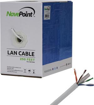 NavePoint CAT6 (CCA) Ethernet Network Cable / Wire UTP Pull Box 250ft Cat-6 White