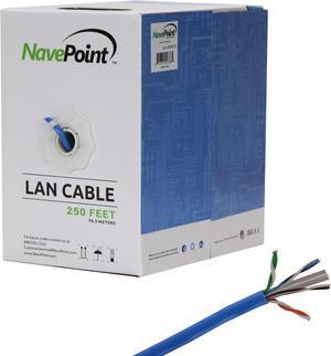 NavePoint CAT6 (CCA) Ethernet Network Cable / Wire UTP Pull Box 250ft Cat-6 Blue