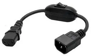 PDU UPS Power Cord Cable, IEC 320 C14 to C13 with On/Off Switch , 100-250V IEC-320-C14 to IEC-320-C13 Power Cord M-F with switch (1ft/30cm)