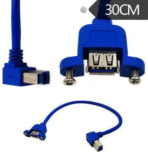 1ft Panel Mount USB 3.0 A Female To Right Angled USB B Male Extension Cable 1ft Panel Mount USB 3.0 A Female To Right Angled USB B Male Extension Cable