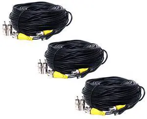 VideoSecu 3 Pack 150ft Video Power Extension Cable Wire Cord with BNC RCA Adapters for CCTV Security Camera DVR Surveillance System 1YN VideoSecu 3 Pack 150ft Video Power Extension Cable Wire Cord with BNC RCA Adapters for CCTV Security Camera DVR Surveillance System 1YN