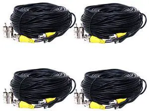 VideoSecu 4 Pack 150ft Video Power Extension Cable Wire Cord with BNC RCA Adapters for CCTV Security Camera DVR System Surveillance 1OA VideoSecu 4 Pack 150ft Video Power Extension Cable Wire Cord with BNC RCA Adapters for CCTV Security Camera DVR System Surveillance 1OA