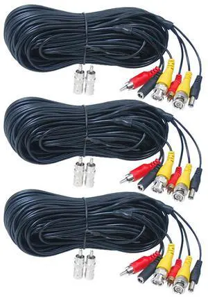 VideoSecu 3x 50ft Security Camera Audio Video Power Extension Cable BNC RCA Connector Wire for CCTV Surveillance Camera b2q VideoSecu 3x 50ft Security Camera Audio Video Power Extension Cable BNC RCA Connector Wire for CCTV Surveillance Camera b2q