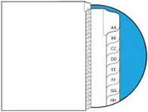 Letters AA-ZZ Collated Legal Index Divider Sets, Letter Size Side Tab, 1/26th Cut, 26 Tabs per Set (Box of 10 Sets)