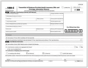 APEX/TFP 1094-C Transmittal Of Employer-Provided Health Insurance Offer And Coverage Information Returns For Form 1095C-3 Page Form - Pack of 500