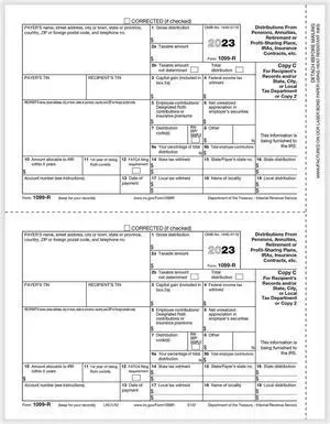 TFP 1099-R Recipient Copy C and/or State, City or Local or Copy 2 - Pack of 100