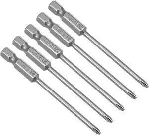 5Pcs 1/4-Inch Hex Shank 75mm Length Phillips 3PH1 Magnetic Screw Driver S2 Screwdriver Bits