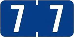 Tab Compatible Mini Numeric "7" Labels, Vinyl Kimdura Stock, 1/2" X 1" Individual Numbers - Roll of 500