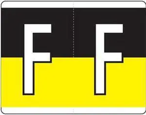 Kardex Compatible "F" Labels, Laminated Stock, 1-1/4" X 1-19/32" Individual Letters - Roll of 500