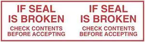 2" x 55 Yd 1.9 mil Polypropylene Hot Melt "If Seal Is Broken..." Printed Tape (Case of 36 Rolls)