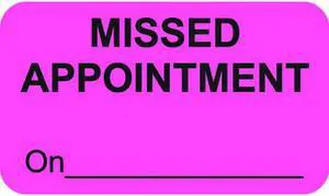 Chart labels - Missed Appointment, Fluorescent Pink, 1-1/2" x 7/8" (Roll of 250)