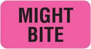 Might Bite 1-5/8" x 7/8" Fl-Pink Label (Roll of 560)