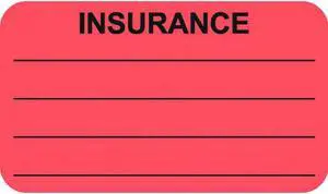 Insurance Labels, INSURANCE - Fl Red, 1-1/2" X 7/8" (Roll of 250)