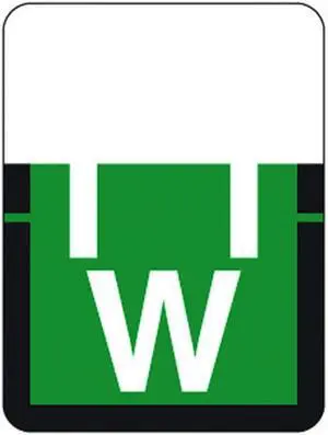 Tab A1307 Top Tab Compatible Labels "W", Vinyl Stock, 1" X 3/4" Individual Letters - Rolls of 500