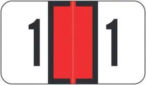 Jeter 0300 Compatible Numeric "1" Labels, Laminated Stock, 1-5/8" x 15/16" Individual Numbers - Roll of 500