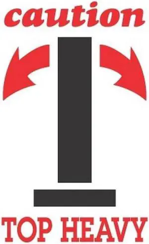 3" x 4" Caution Top Heavy Labels (500 per Roll)