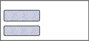 4-1/8 x 9, Double Window Envelope, 24# White Wove, Quick Stick Seal, Blue Woodgrain Inside Tint (Box of 500)
