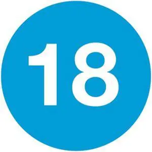2" Diameter Number 18 Circle Labels (500 per Roll)