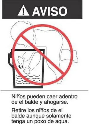 2-7/8" x 5" Spanish Warning (Bucket Drowning) Labels (500 per Roll)