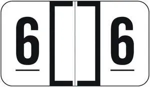 Jeter 2600 Compatible Numeric "6" Labels, Laminated Stock, 1-5/8" x 15/16" Individual Numbers - Roll of 500