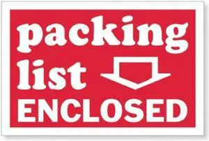 2" x 3" Packaging List Enclosed Labels (500 per Roll)