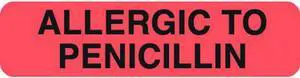 Allergy Warning Labels, ALLERGIC TO: Penicillin - Fl Red, 1 1/4" X 5/16" (Roll of 500)