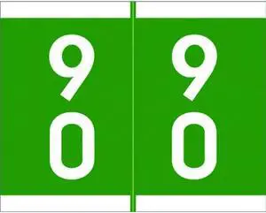 Barkley SFDM Compatible "90" Double Digit Labels, Laminated Stock, 1-3/16" X 1-1/2" Individual Numbers - Roll of 500
