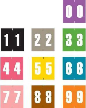 IEC/AFV Compatible Numeric Labels, Laminated Stock, 1-7/8" X 1-7/8", Starter Set - 10 Rolls of 500