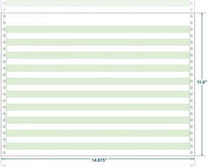 14-7/8" x 11" (W x H) Continuous 20# Computer Paper, 1/2" Green Bar (Carton of 2300)