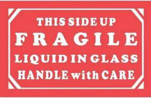 3" x 5" Fragile Liquid In Glass Labels (500 per Roll)