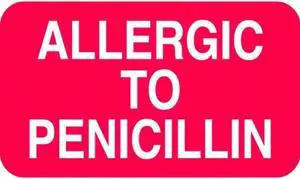 Allergy Labels, Allergic to Penicillin, Red, 1-1/2" x 7/8", (Roll of 250)