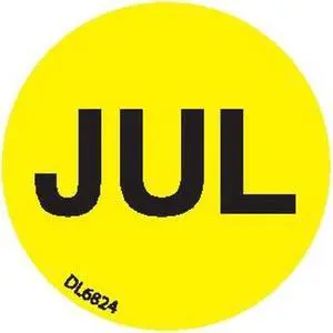 1" Diameter "July" Months of the year labels (500 per Roll)