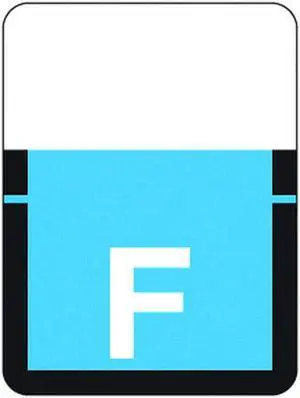 Tab A1307 Top Tab Compatible Labels "F", Vinyl Stock, 1" X 3/4" Individual Letters - Rolls of 500