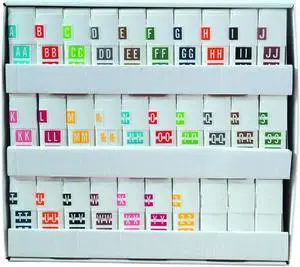Tabbies Compatible Full Set "A-Z, and Mc" Individual Letter Labels, 1" x 1.5" Polylaminated 100# Stock, 27 Rolls of 500