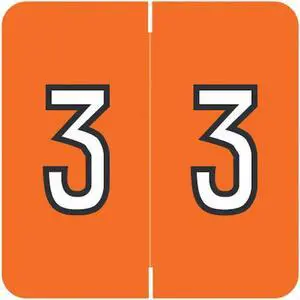 Barkley FNBRM Compatible  "3" Numeric Labels, Laminated Stock, 1-1/2" x 1-1/2" Individual Numbers - Roll of 500