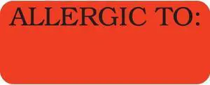 Allergy Warning Labels, ALLERGIC TO: - Fl Red, 1-7/8" X 3/4" (Roll of 500)