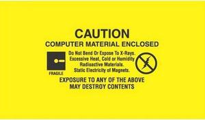1-1/2" x 3" Caution Computer Material Enclosed Labels (500 per Roll)