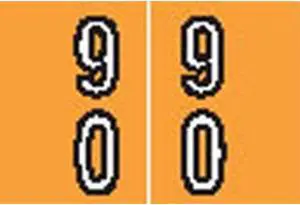 Barkley DAVM Compatible "90" Double Digit Labels, Laminated Stock, 1-3/16" X 1-1/2" Individual Numbers - Roll of 500