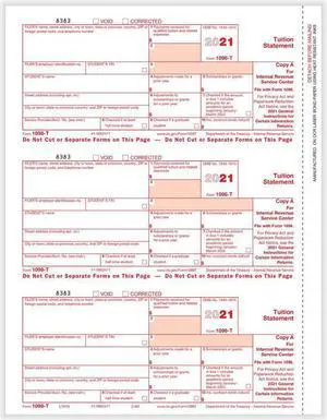 1098-T Tuition Payments Statement Fed Copy A Cut Sheet (500 Forms/Pack)