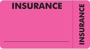 Insurance Labels, INSURANCE - Fl Pink (Wrap-Around), 3-1/4" X 1-3/4" (Roll of 250)