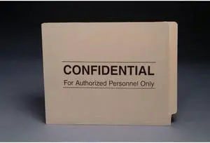 11pt Manila Folders, Full Cut 2-Ply END TAB, Letter Size, "Confidential" Printed (Box of 50)