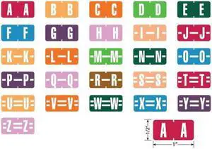 Tab Compatible Mini Alpha Labels, Vinyl Kimdura Stock, 1/2" X 1", Starter Set - 27 Rolls of 500