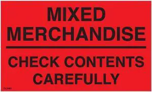 3" x 5" Mixed Merchandise - Check Contents Carefully Labels (500 per Roll)