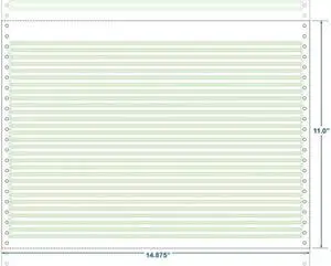 14-7/8" x 11" (W x H) Continuous 18# Computer Paper, 1/6" Green Bar (Carton of 2800)